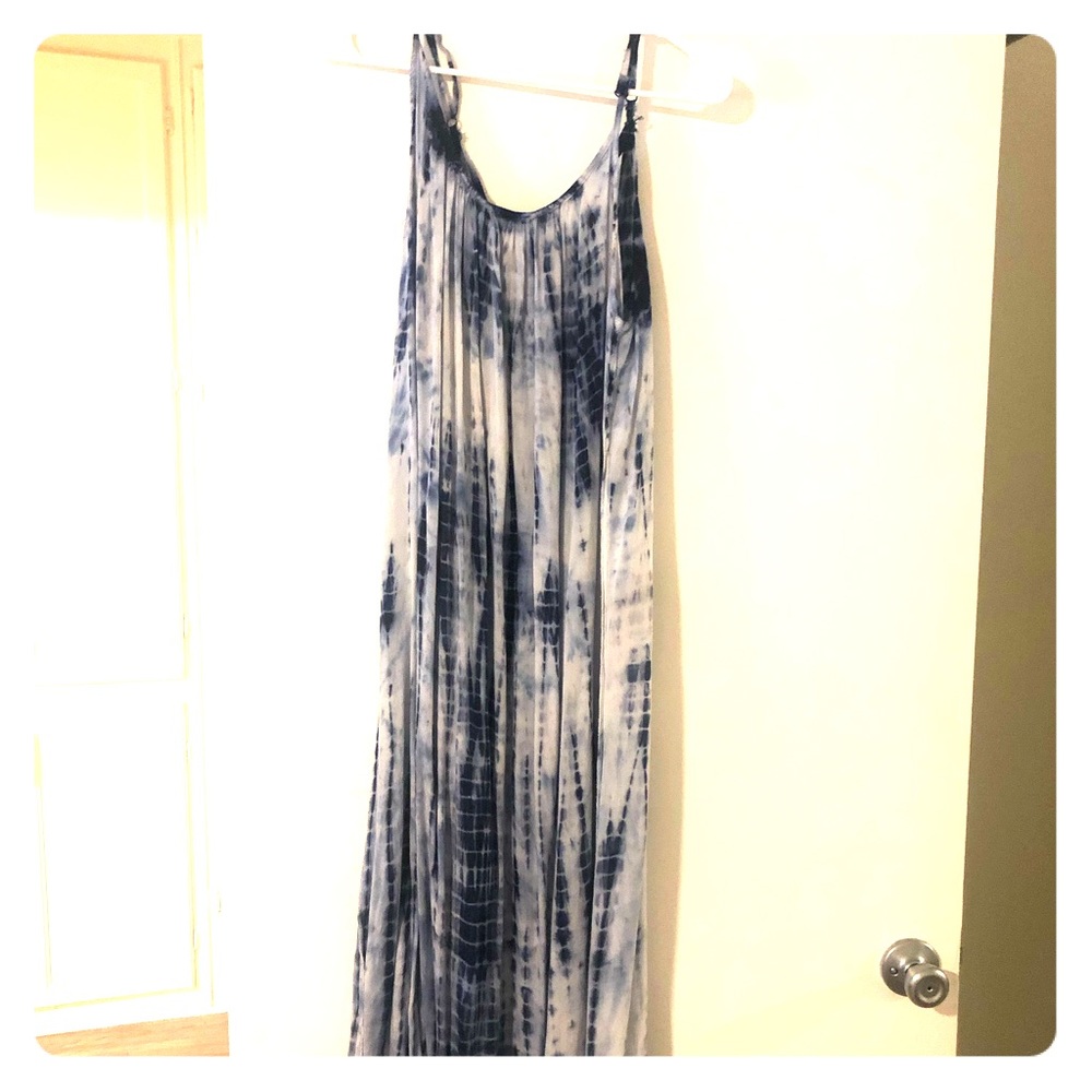 Blue/White Cross Back Maxi Dress